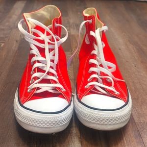Bright red Converse high tops (US 13 men's / 15 women's) like new hi top shoes